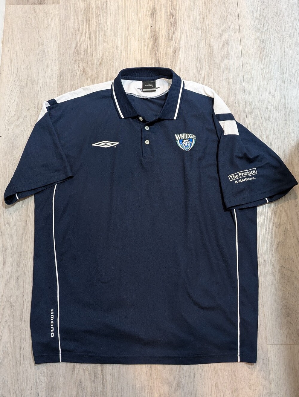 Vintage Umbro Vancouver Whitecaps FC Navy Blue Polo Shirt - Size XXL